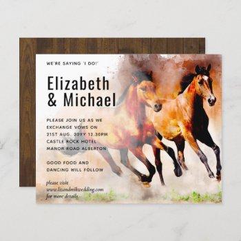 Small Stunning Wild Horses Budget Wedding Invite Front View