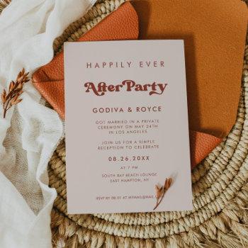stylish retro peach pink happily ever after party invitation