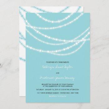 Small Stylish Winter Sparkles Glow Wedding 2in1 Invite Front View