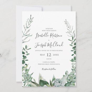 succulent greenery | all in one wedding invitation