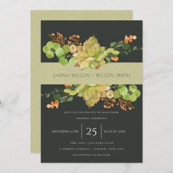 Small Succulent Kraft Orange Floral Watercolor Wedding Front View