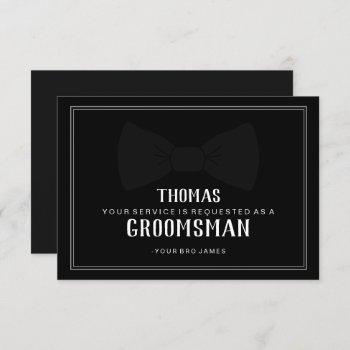 Small Suit Up Groomsman  - Black On Black Tie Front View