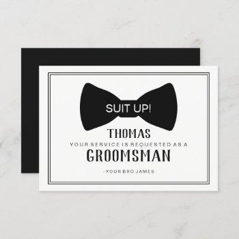 Small Suit Up Groomsman  - Black Tie Front View