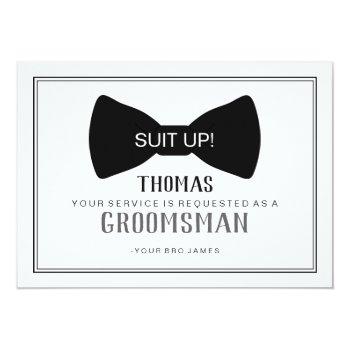 Small Suit Up Groomsman  - Black Tie Grey Front View