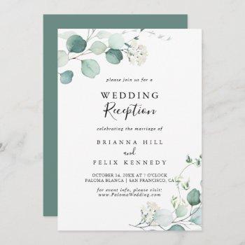 summer green eucalyptus foliage wedding reception invitation