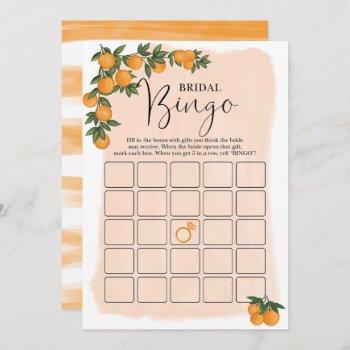 summer orange citrus bingo bridal shower game card