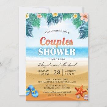 summer tropical beach couples wedding shower invitation