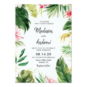 Small Summer Tropical Leaves Wedding Front View