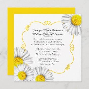 summer white daisies wedding invitation