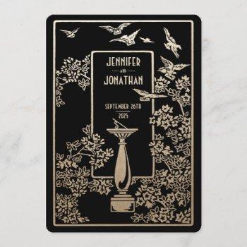 sundial garden wedding invitations gold foil