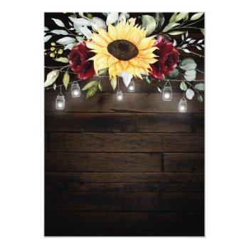 Small Sunflower And Burgundy Red Rose Rustic Wedding Back View