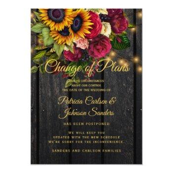 Small Sunflower And Roses Wedding New Date Announcement Front View