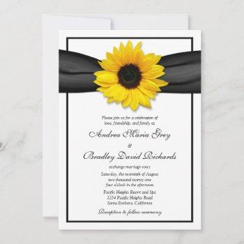 Small Sunflower Black Ribbon Wedding Front View