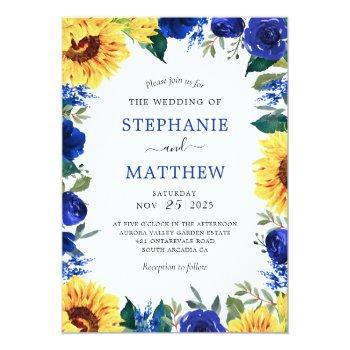 Small Sunflower Blue Floral Border Wedding Front View
