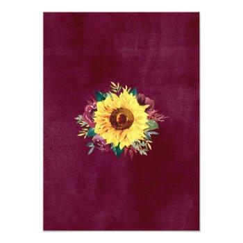 Small Sunflower Burgundy Floral Border Fall Wedding Back View