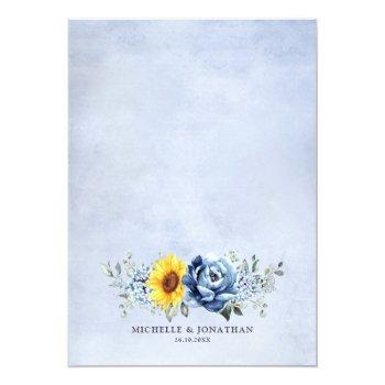 Small Sunflower Dusty Blue Slate Peony Floral Wedding Back View