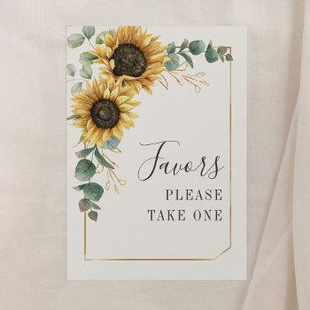 Small Sunflower Eucalyptus Favors Wedding Sign Front View
