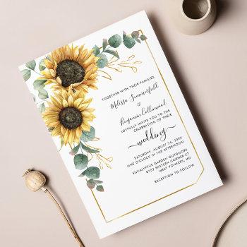 sunflower floral eucalyptus wedding invitation