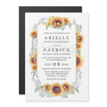sunflower magnetic watercolor wedding invitations