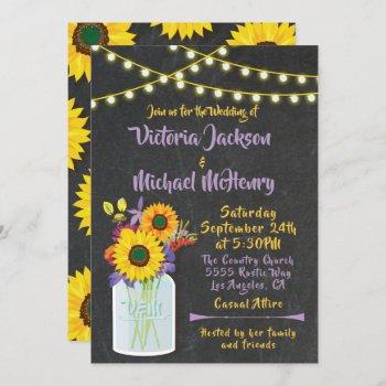 Small Sunflower Mason Jar Chalkboard Wedding Front View