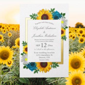 Small Sunflower Rose Daisy Floral Wedding Foil Front View