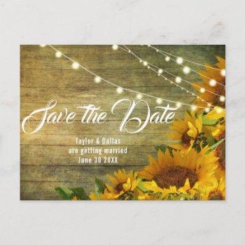 Small Sunflower Summer | Rustic Americana Save The Date Post Front View
