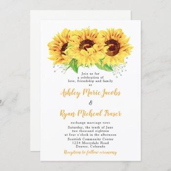Small Sunflower Wedding  Watercolor Floral Front View