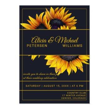 Small Sunflowers Bloom | Navy And Gold Modern Wedding Front View