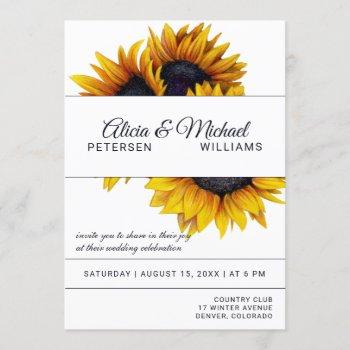 Small Sunflowers Bloom | Navy And White Modern Wedding Front View