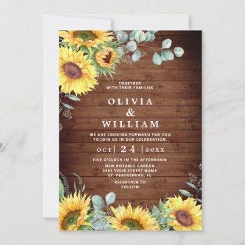 Small Sunflowers Eucalyptus Watercolor Rustic Wedding Front View
