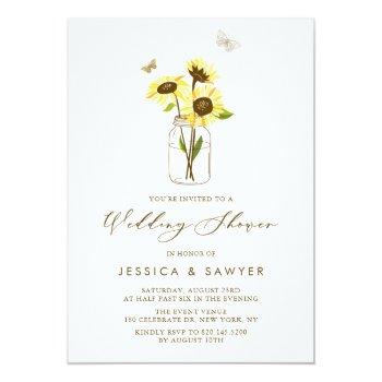 Small Sunflowers In Mason Jar Summer Wedding Shower Front View