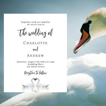 Small Swan Couple White Budget Wedding  Flyer Front View