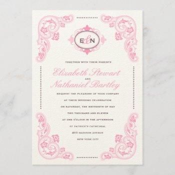 sweet fairytale wedding invitation pink