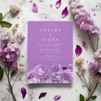 sweet lavender violet purple floral wedding invitation