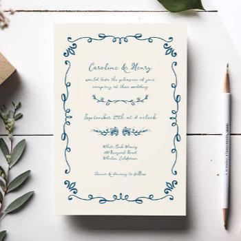 Small Sweet Whimsical Handwritten Illustrated Wedding Front View