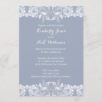 Small Sweet White Lace Dusty Blue Wedding Front View