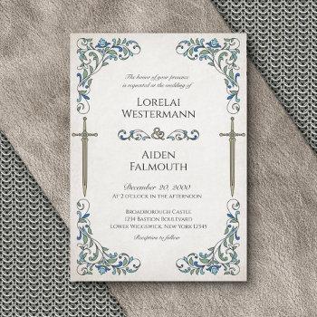 swords floral wedding invitation