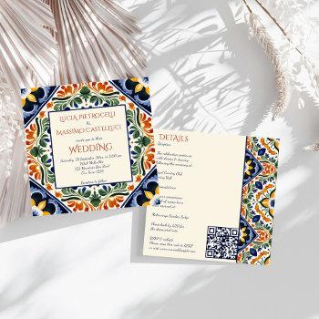 talavera vintage mexican all in one wedding invitation