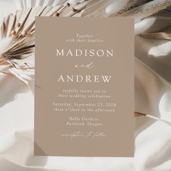 taupe modern elegance wedding invitation