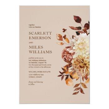 Small Taupe Modern Fall Terracotta Floral Wedding Front View