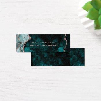 Small Teal Agate Bridal Shower Registry Insert Card Front View