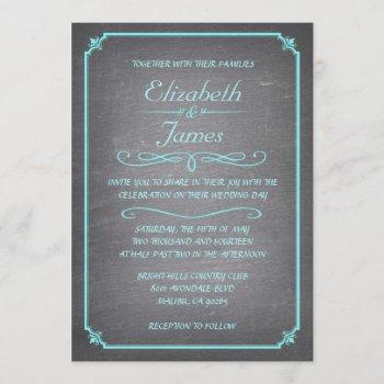Small Teal And Silver Chalkboard Wedding Front View