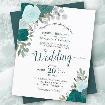 Small Teal Boho Chic Floral Budget Wedding Front View