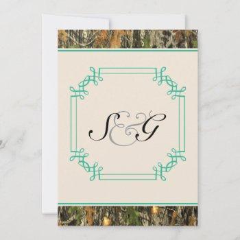Small Teal Camo Rustic Hunting Wedding Front View