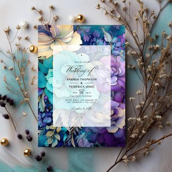 Small Teal, Purple, And Gold Floral Wedding Front View