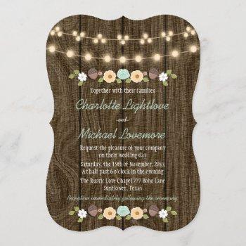 Small Teal String Of Lights Fall Rustic Acorn Wedding Front View