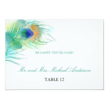 Small Teal Watercolor Peacock Feather | Seating Front View