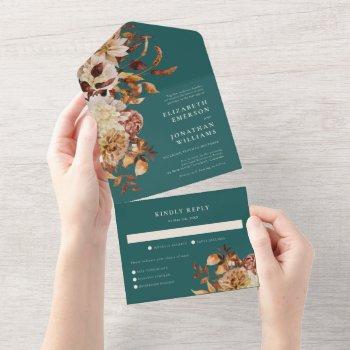 teal wedding all in one invitation