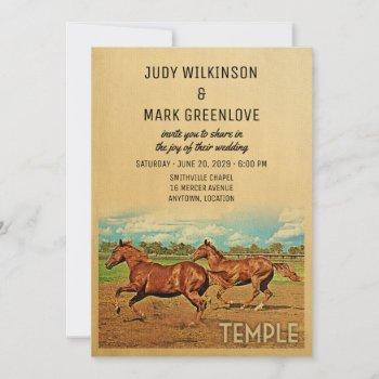 temple texas wedding invitation horses