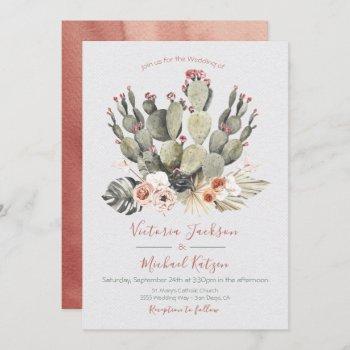terracota and cactus wedding invitations